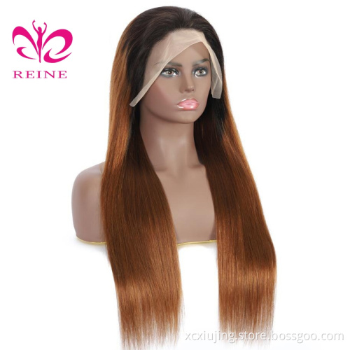 Pre Plucked Ombre 30 Lace Front Wig, Transparent Frontal Ombre Brown Dark Highlight Wig, Human Hair Honey Blonde HD Lace  Wig
